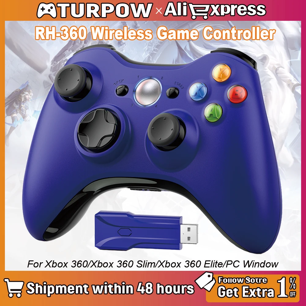 Wireless Controller For Xbox 360 2.4GHZ Gamepad Joystick Xbox 360 Controller PC Windows 7,8,10,11 with 6-axis Dual Vibration
