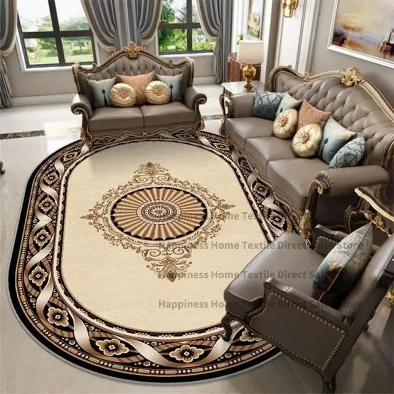 Oval Style Living Room Carpet Luxury Large Area Rugs for Bedroom Soft Fluffy Bedside Carpet Washable Non-slip Office Floor Mats