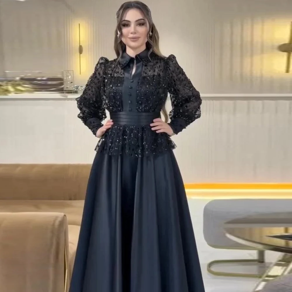 Customized Black Tie Guest Dress with Jacket 2 Pieces A Line Maxi Dress for Wedding Attire Floor Length With Belt Clothes Set