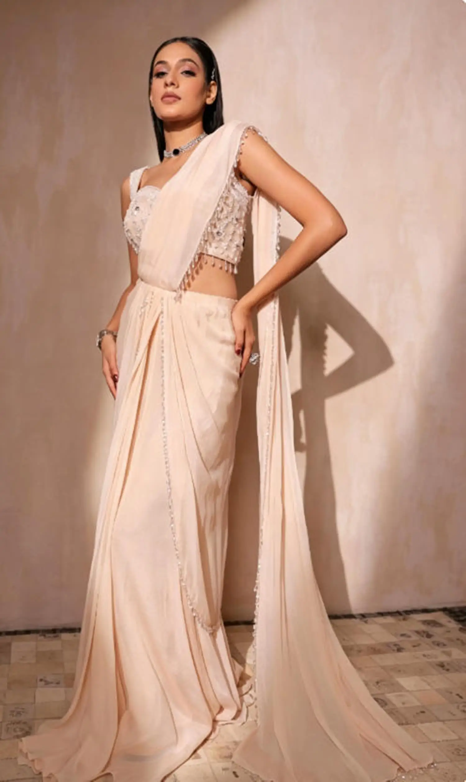 Arabia Champagne Prom Dresses Hand Beaded Spaghetti Strap Blouse Crystal Tassel Trim Shimmer Fabric Evening Maxi Dresses 2026