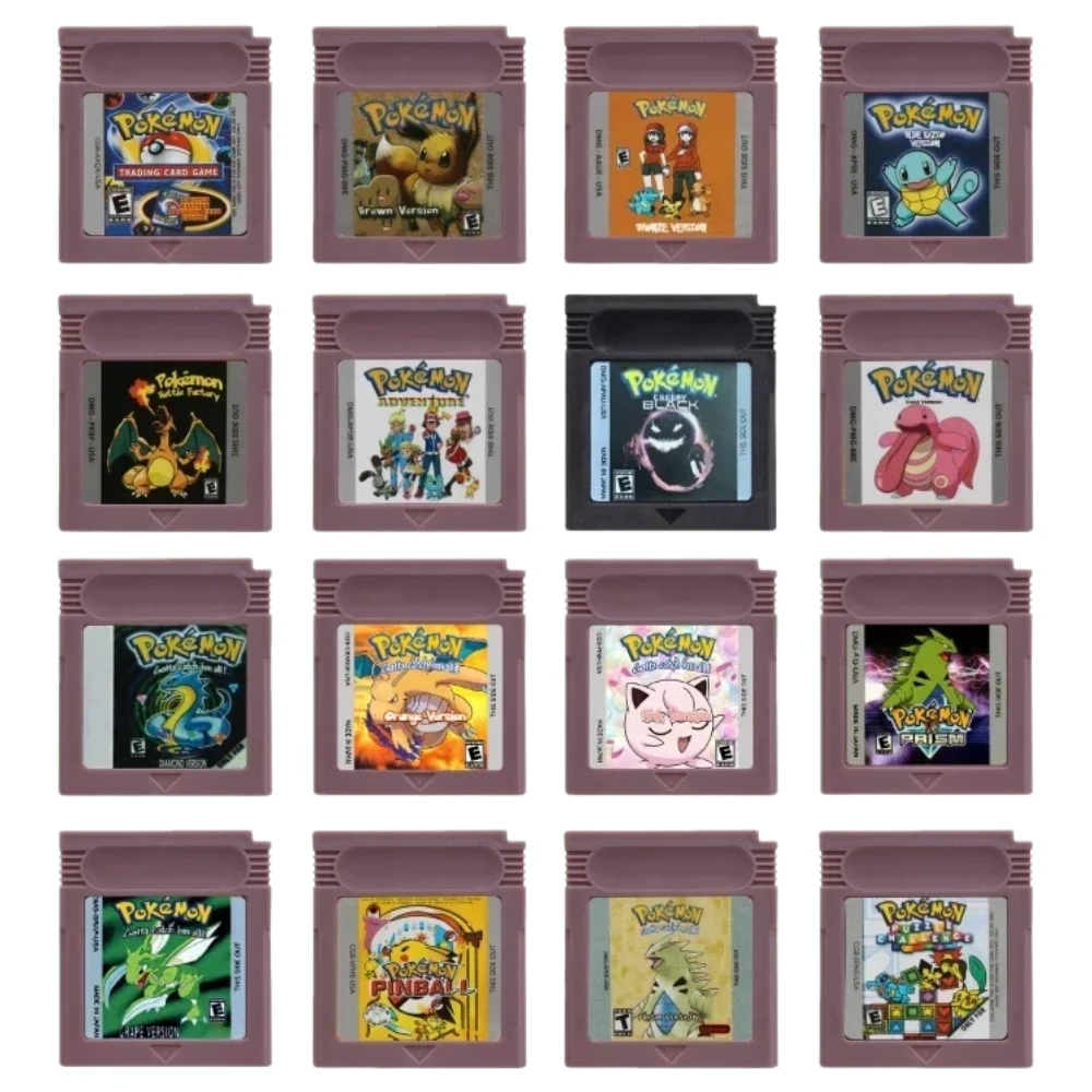 ##GBC Pokemon Series Game Cartridge Red Blue DX Prism Creepy Black Cock Pink Picross for GBC Video Game Console