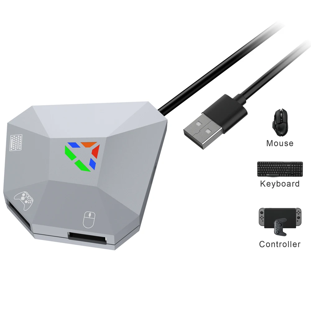for PS4/3/for Xbox SeriesS X/for Xbox One/PC/for Switch, Wired USB Connection Keyboard and Mouse Adapter,LED Indicator Converter