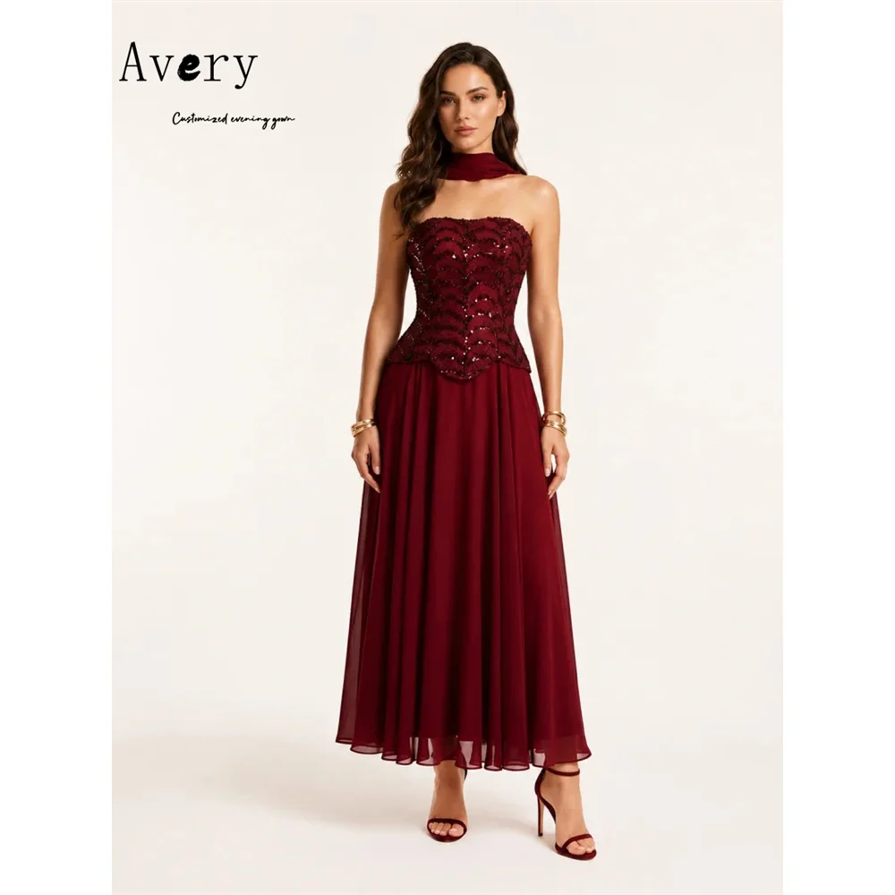 Avery Custom Red Off-shoulder Embroidery A Thread Evening Dresses Woman Elegant Dresses for Women Long Party Dresses Luxury 2026