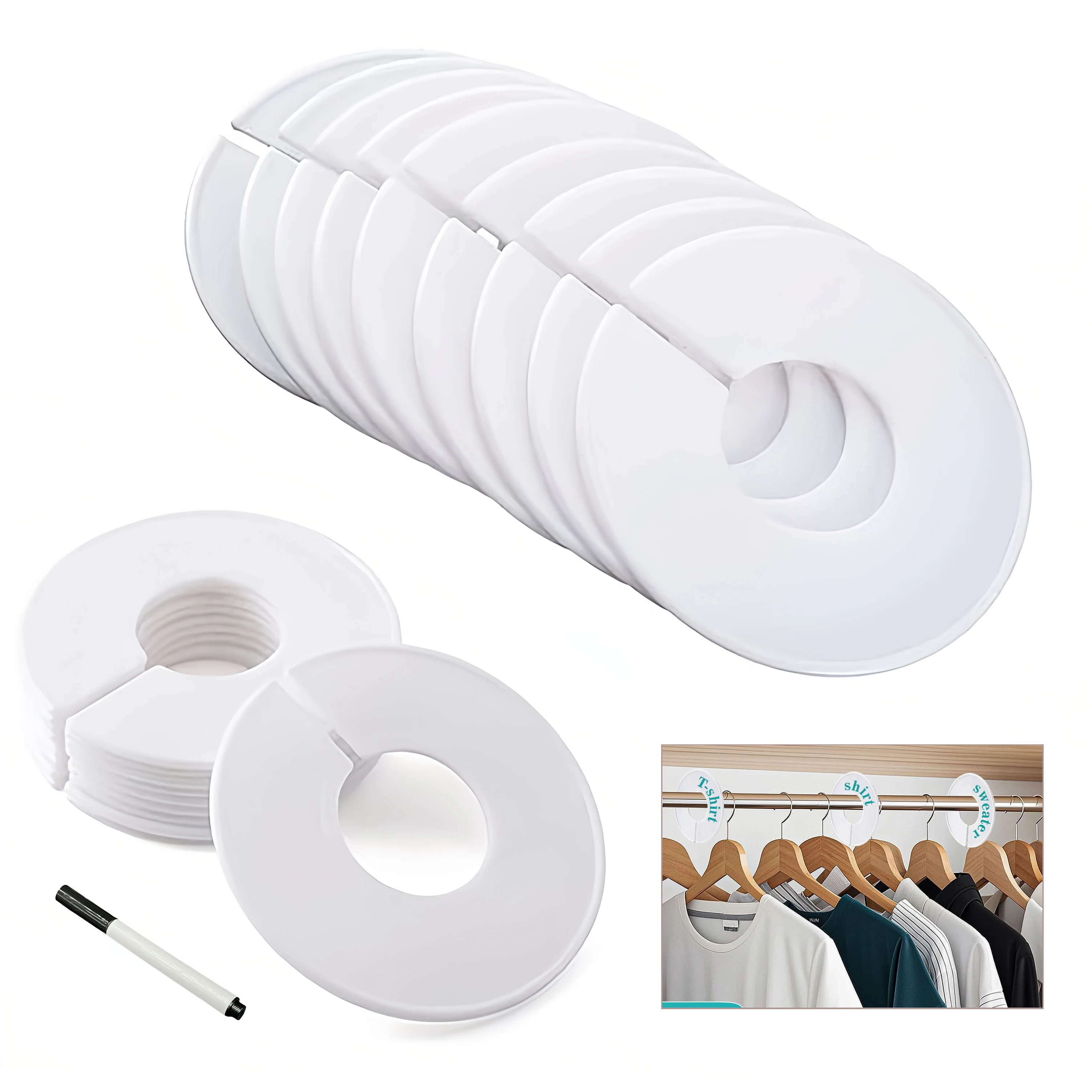 10/20Pcs Clothing Size Dividers Round Hangers Closet Dividers DIY Hanging Clothes Size Dividers for Clothes Stores or Home