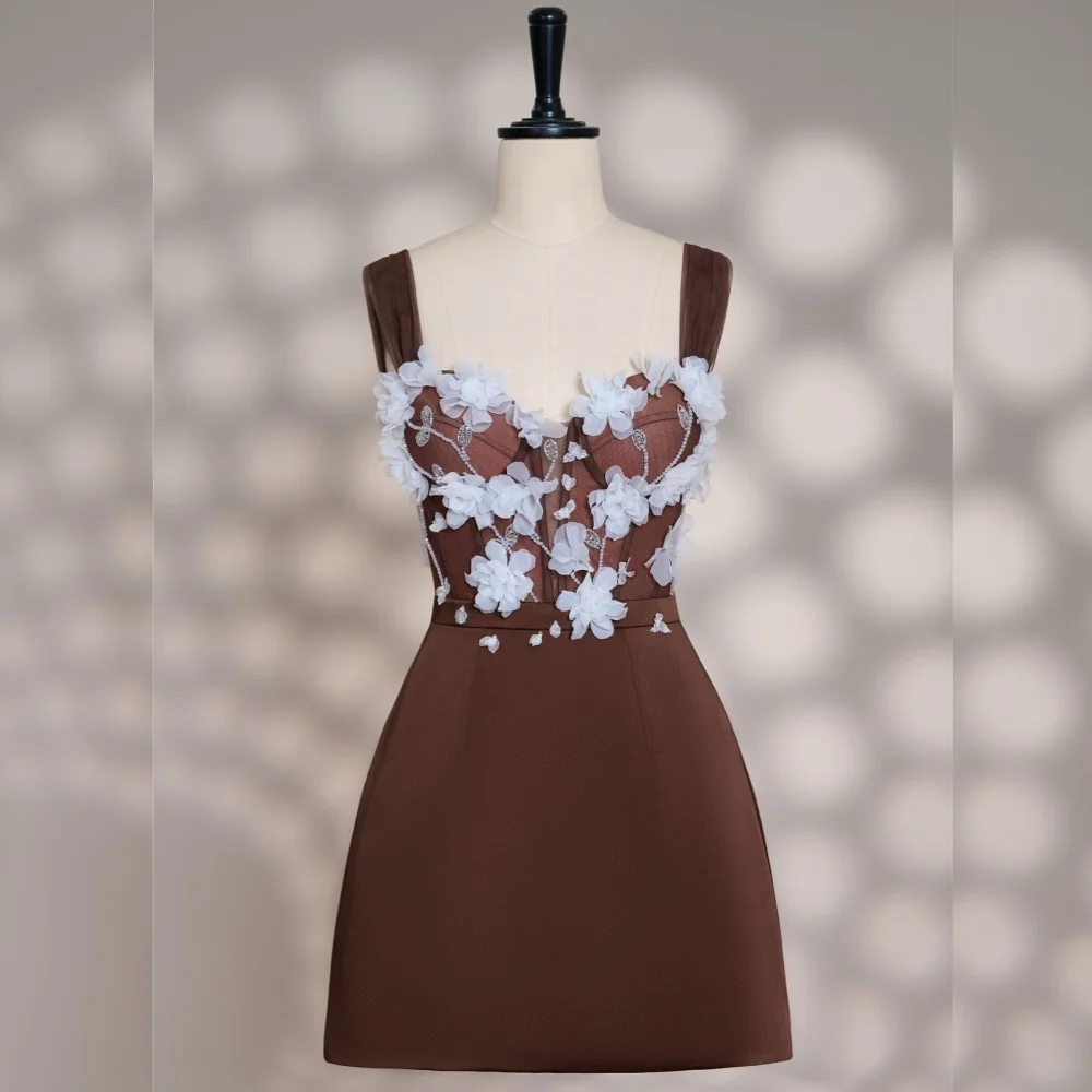 Customized Elegant Applique Flower Wedding Party Dress Formal Evening Dress Charming Short Homecoming Dresses High Quality