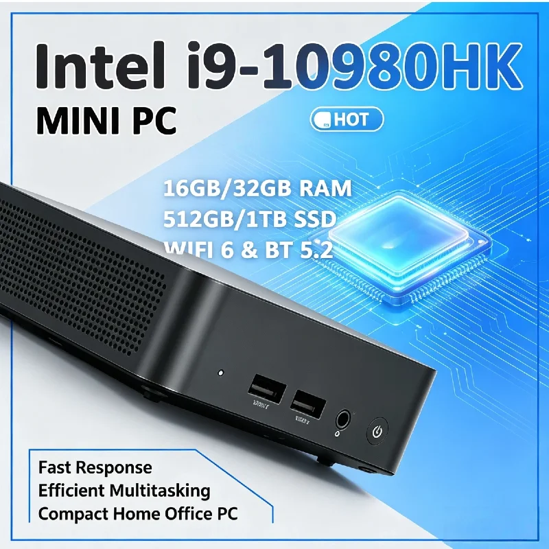 2026 New Mini Gaming PC Intel Core i9 10980HK 16GB/32GB RAM 1TB/2TB SSD WiFi 6 4K HD Mini PC Pocket Desktop Office Computer