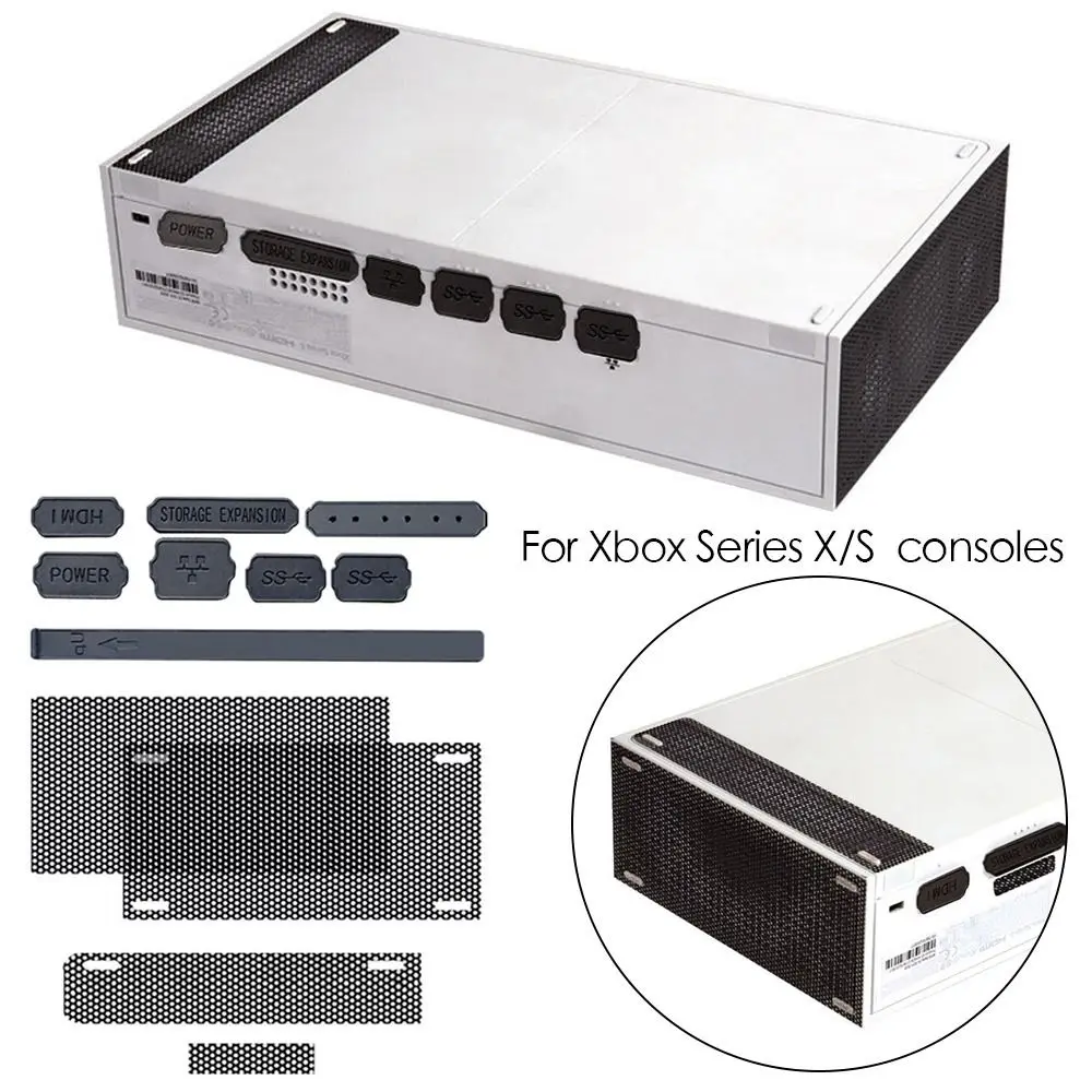 Durable For Xbox Series X/S Game Console Dust Cover Mesh Filter Anti-dust Jacks Console Dust Plug For Xbox Series X/S