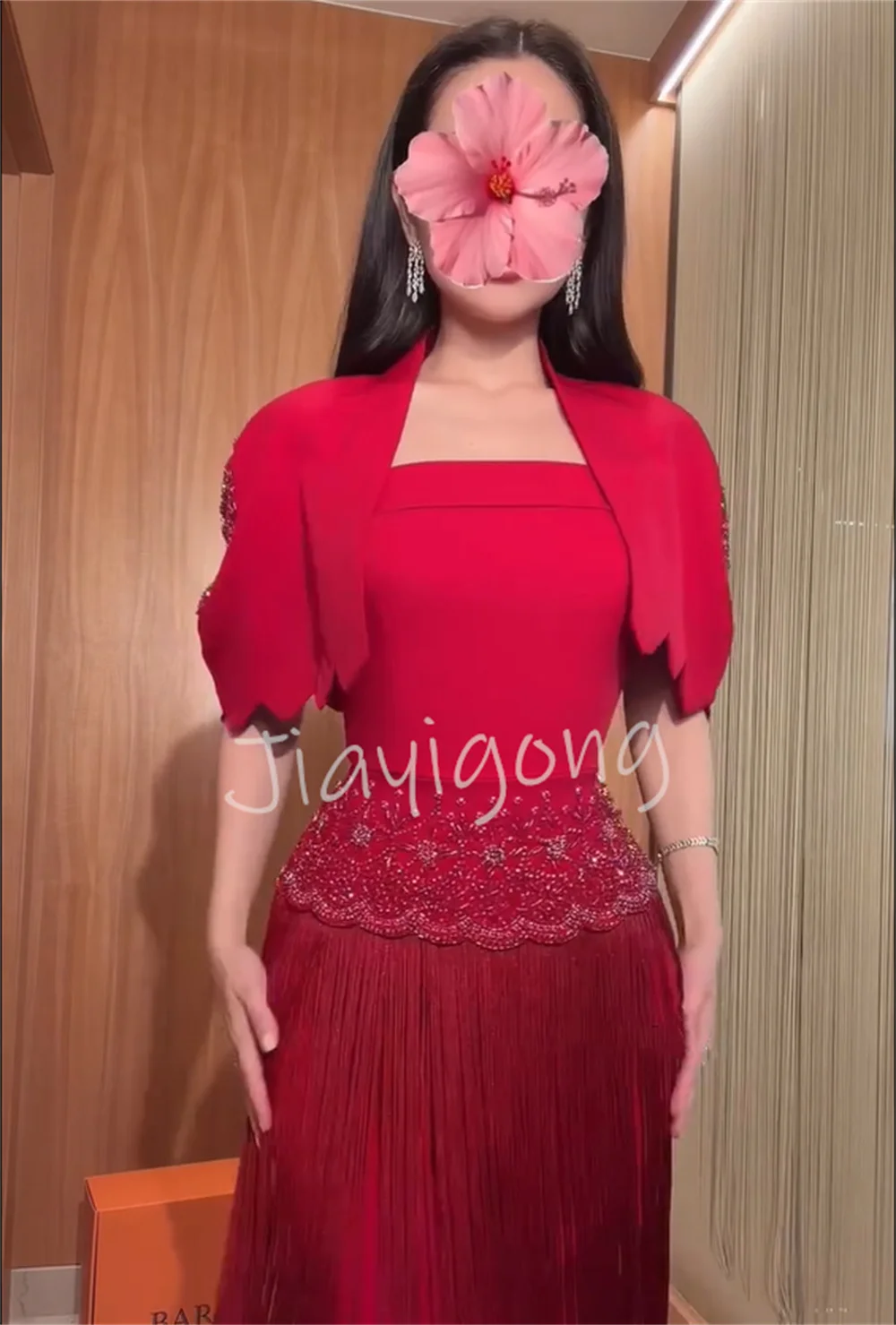 Customized Exquisite Jersey Pleat Sequined Straight Square Neck Long Bespoke Occasion Evening Dresses Intricate