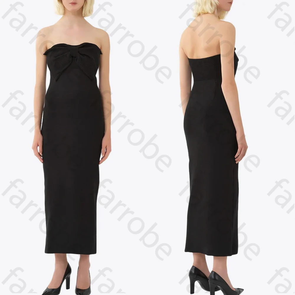 Customized Sexy Elegant Strapless Bow Midi Dress A-Line Evening Dresses Formal Exquisite High Quality Prom Party Gowns for Women