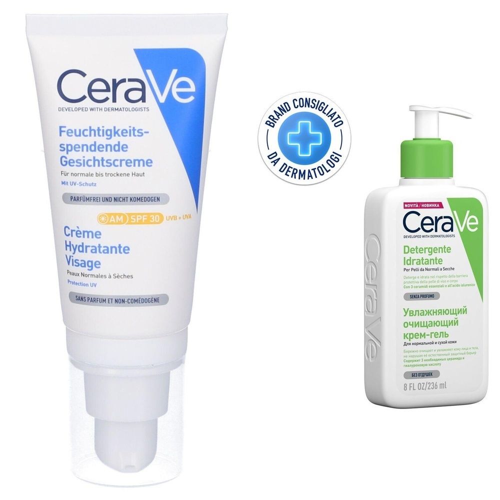 CeraVe Detergente Idratante Viso Pelle da Normale a Secca, con acido i