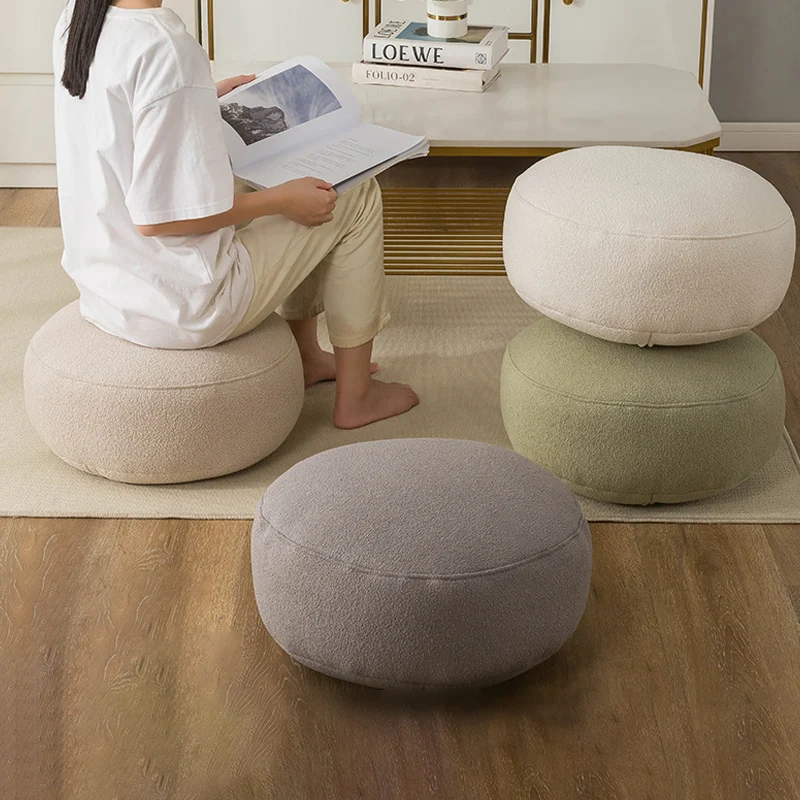 Japanischer Stil Runder Fleece-Samt Kissenbezug Pouf Meditationskissen Moderner Futon Balkon Tatami-Matten Ungefülltes Kissen