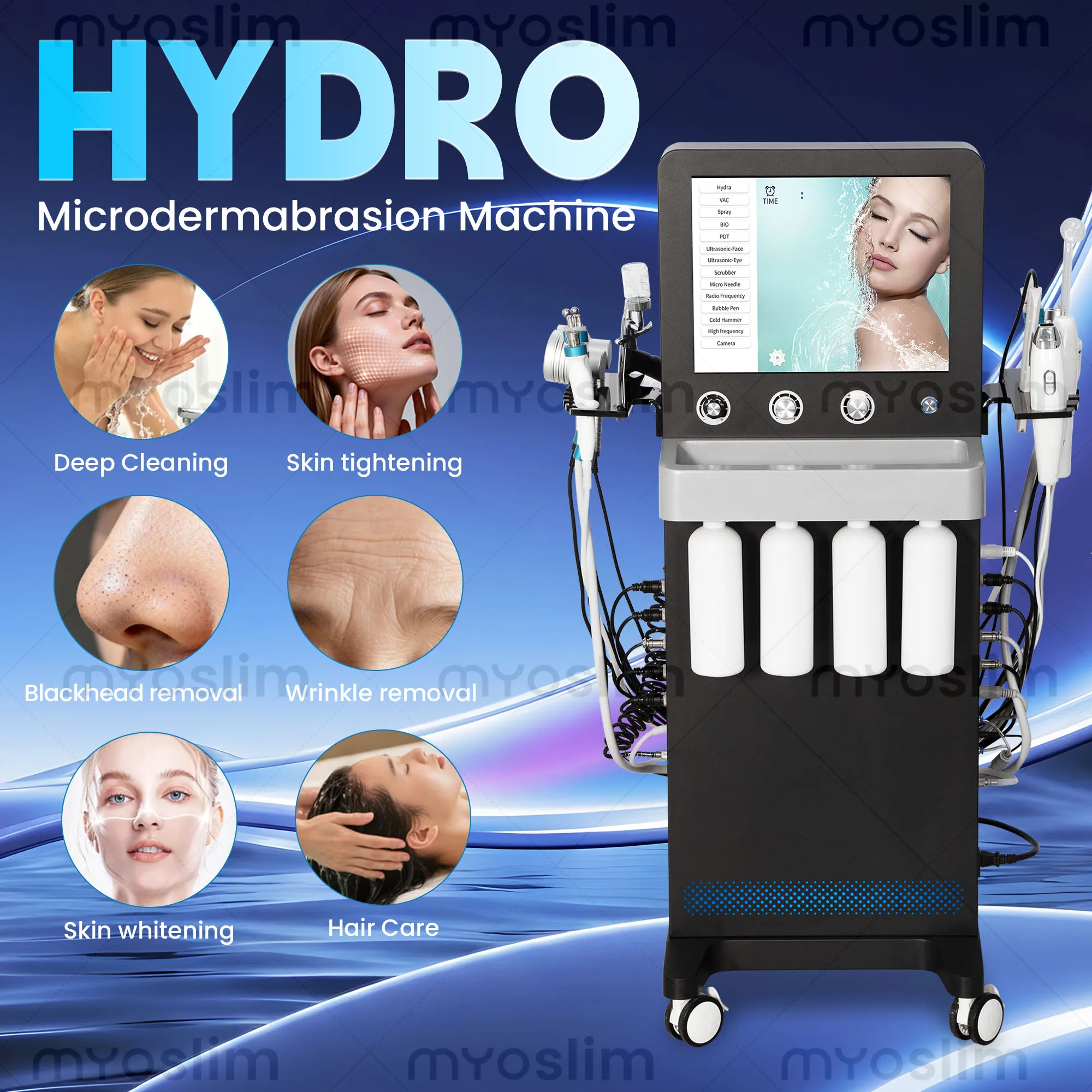 Appareil de soin du visage Hydra Beauty 14-en-1, peeling cutané et hydradermabrasion, appareil de soin du visage Aqua Peel coréen pour le soin de la peau