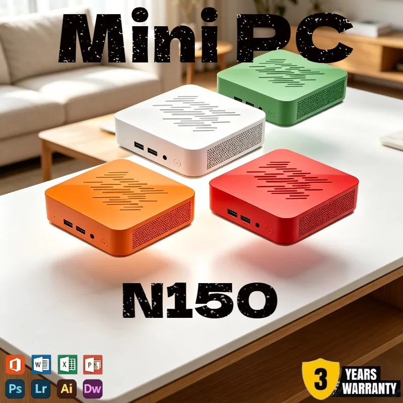 Nouveau mini PC Core N150 basse consommation, 16 Go de RAM, SSD haute vitesse 1 To/2 To, écran Ultra 4K HD, ordinateur de bureau professionnel