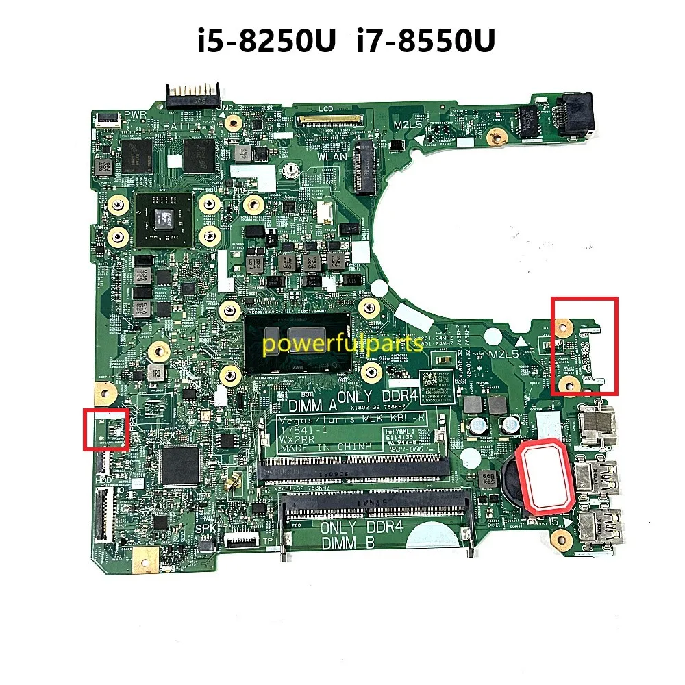 Carte mère pour Dell Inspiron 15 3576 3476, 17841-1, I5-7200U, I5-8250U, I7-8550U, 0YJRTW, 01WRXJ, 0F2P7W, avec carte graphique fonctionnelle