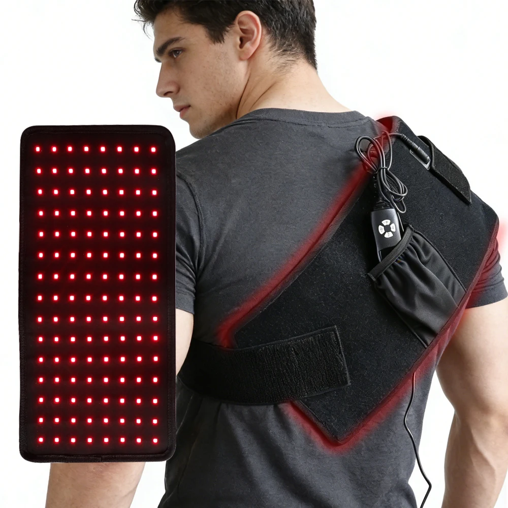 Ceinture de massage pour la taille et les épaules avec 120 LED infrarouges rouges 850nm 660nm, compresse chaude, relaxation, soulagement des douleurs dorsales, relaxation, mise en forme du corps