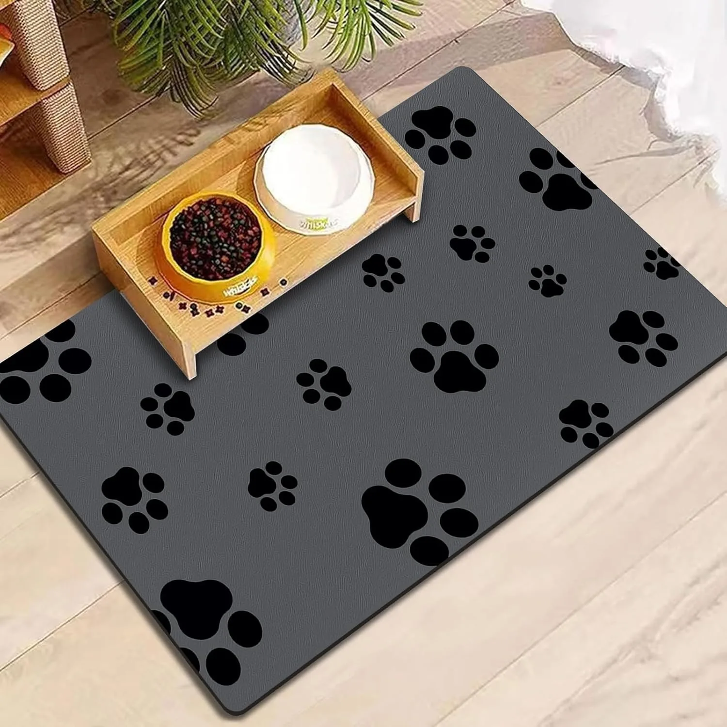 Tapis de nourriture pour chien-tapis absorbant pour chien pour la nourriture et l'eau, sans taches, tapis de bol de nourriture pour chien et chat à séchage rapide, tapis d'alimentation antidérapant pour chien