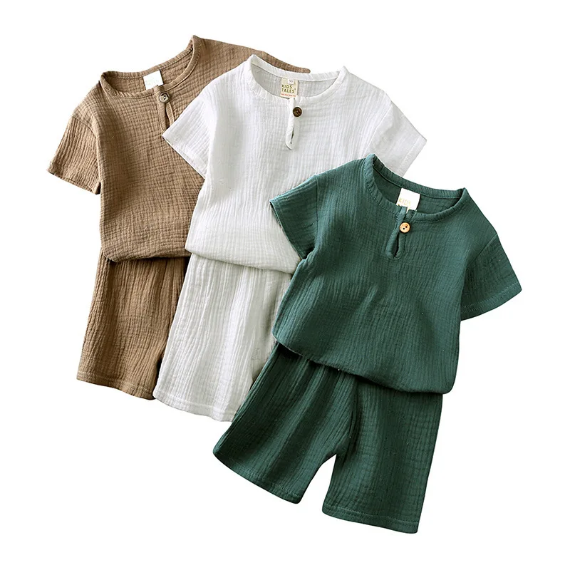 Vêtements pour enfants en coton et lin, tenue pour filles, ensembles de vêtements d