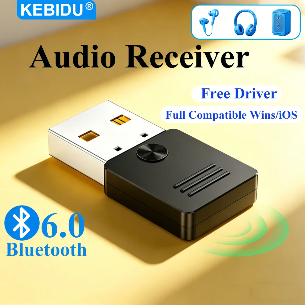 KEBIDUMEI – récepteur Audio Bluetooth 6.0, Dongle USB sans fil, adaptateur de musique Bluetooth sans pilote pour haut-parleur Bluetooth, casque