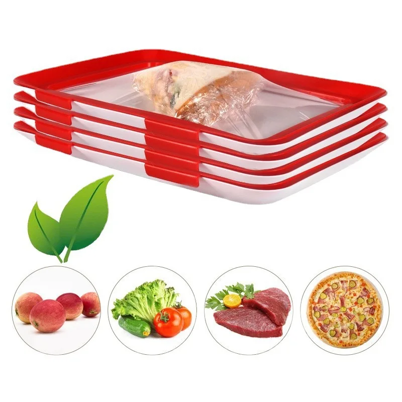 Plateau de conservation des aliments, 1 pièce, réutilisable, empilable, stockage de la viande, sécurité en plastique, plateau de stockage du réfrigérateur des aliments, plateau de conservation des aliments frais
