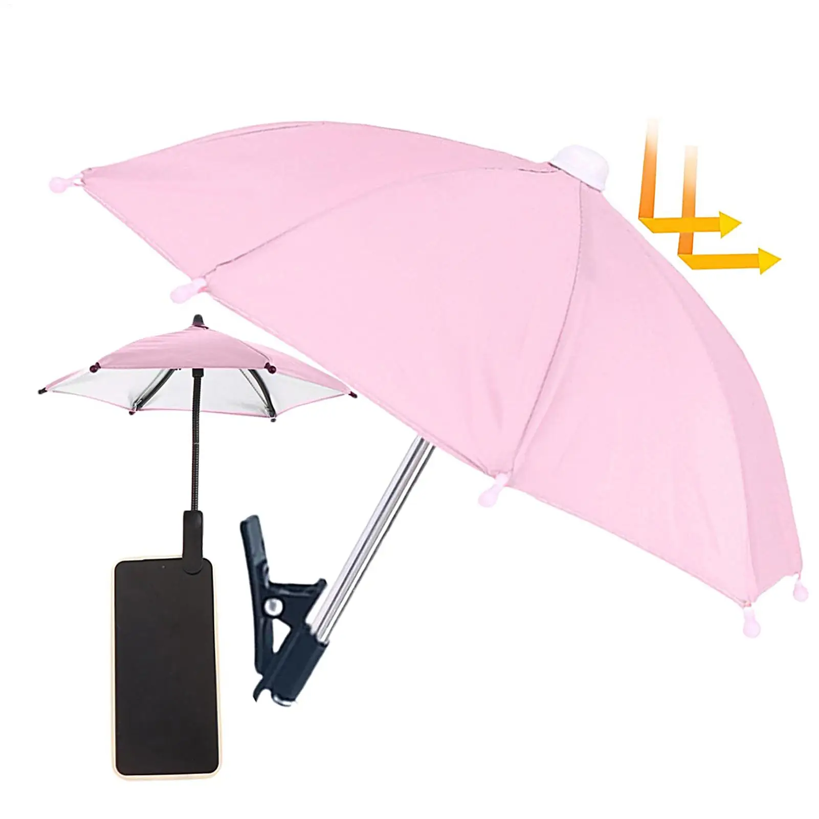 Parapluie pour téléphone portable, protection UV, parapluie pour téléphone avec clip, anti-reflet, imperméable, accessoires pour téléphone portable pour les voyages et le camping