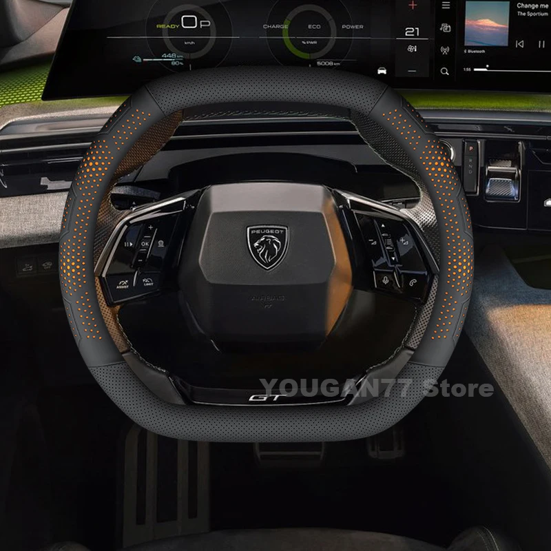 Housse de volant de voiture en cuir pour TOUTES les nouvelles Peugeot E-5008 E-3008 2024 2025, accessoires intérieurs auto Peugeot E5008 2025