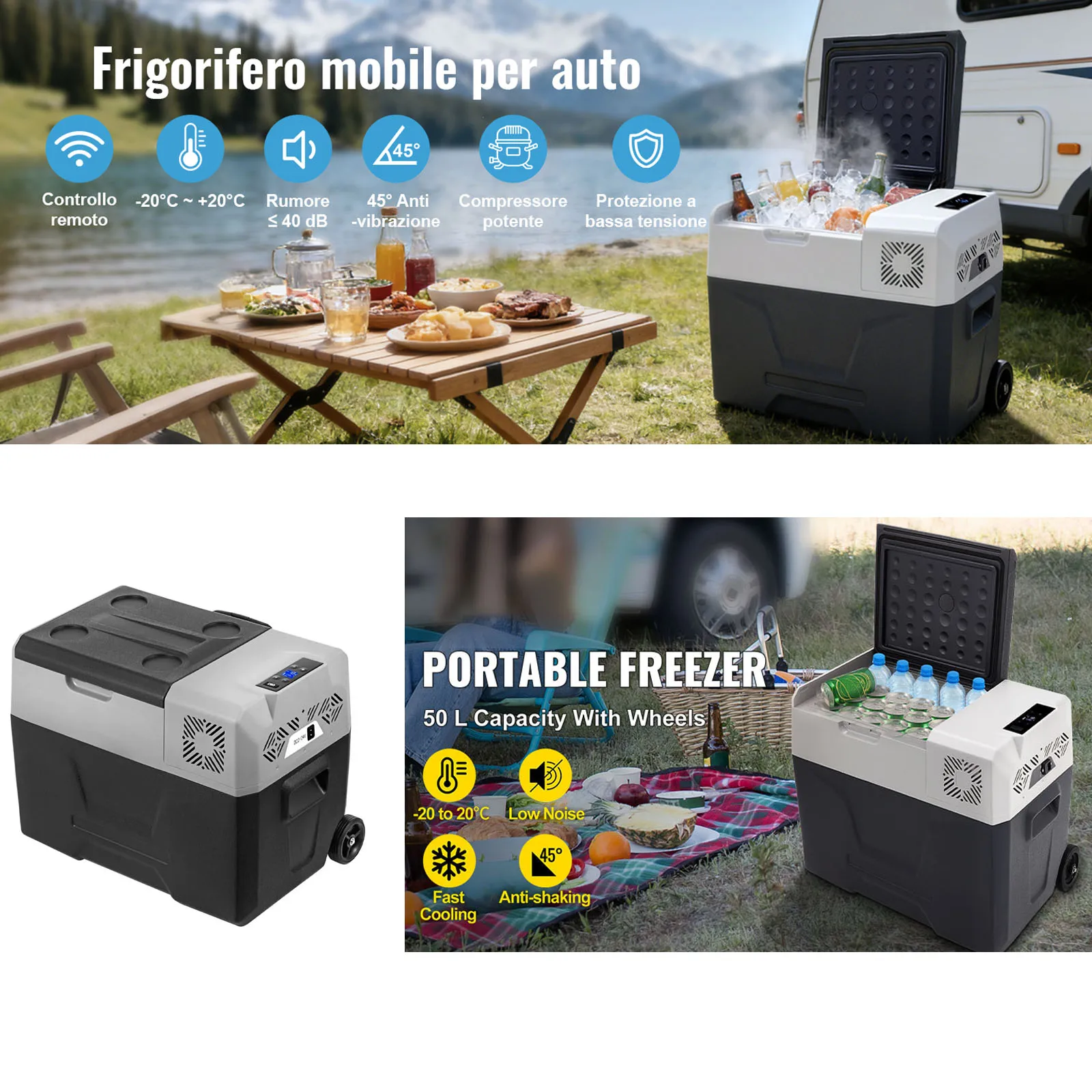 SIHAO 12V 30L Réfrigérateur-Congélateur de Voiture, Réfrigérateur d