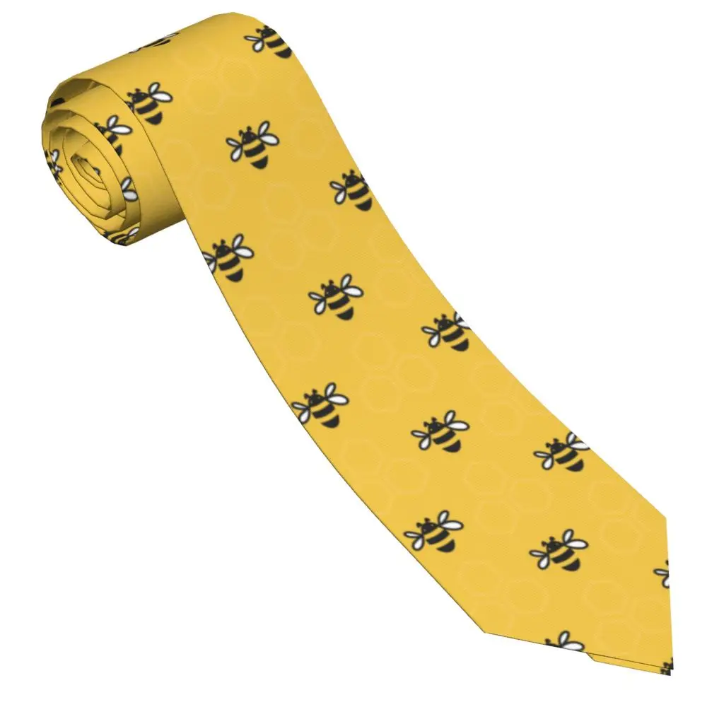 Cravates de dessin animé jaune abeille unisexe en soie et Polyester, 8 cm de large, accessoires pour hommes, accessoires de Cosplay