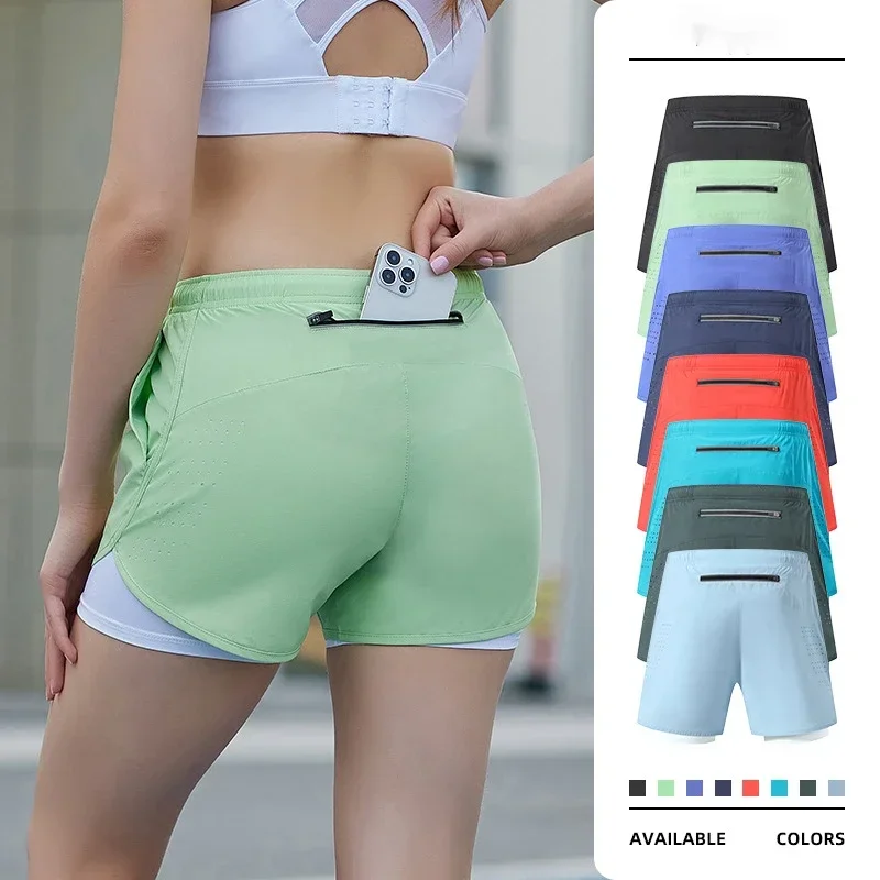 Shorts de course 2 en 1 Marathon femmes Shorts de Sport vêtements de Sport vêtements d'entraînement vêtements de Fitness Traning Jogging Shorts de Sport femme