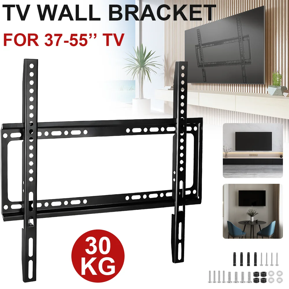 Support de montage mural pour TV LCD LED, inclinable et réglable, Support de moniteur pour TV 32-60 pouces, Support mural plat pour TV à profil bas