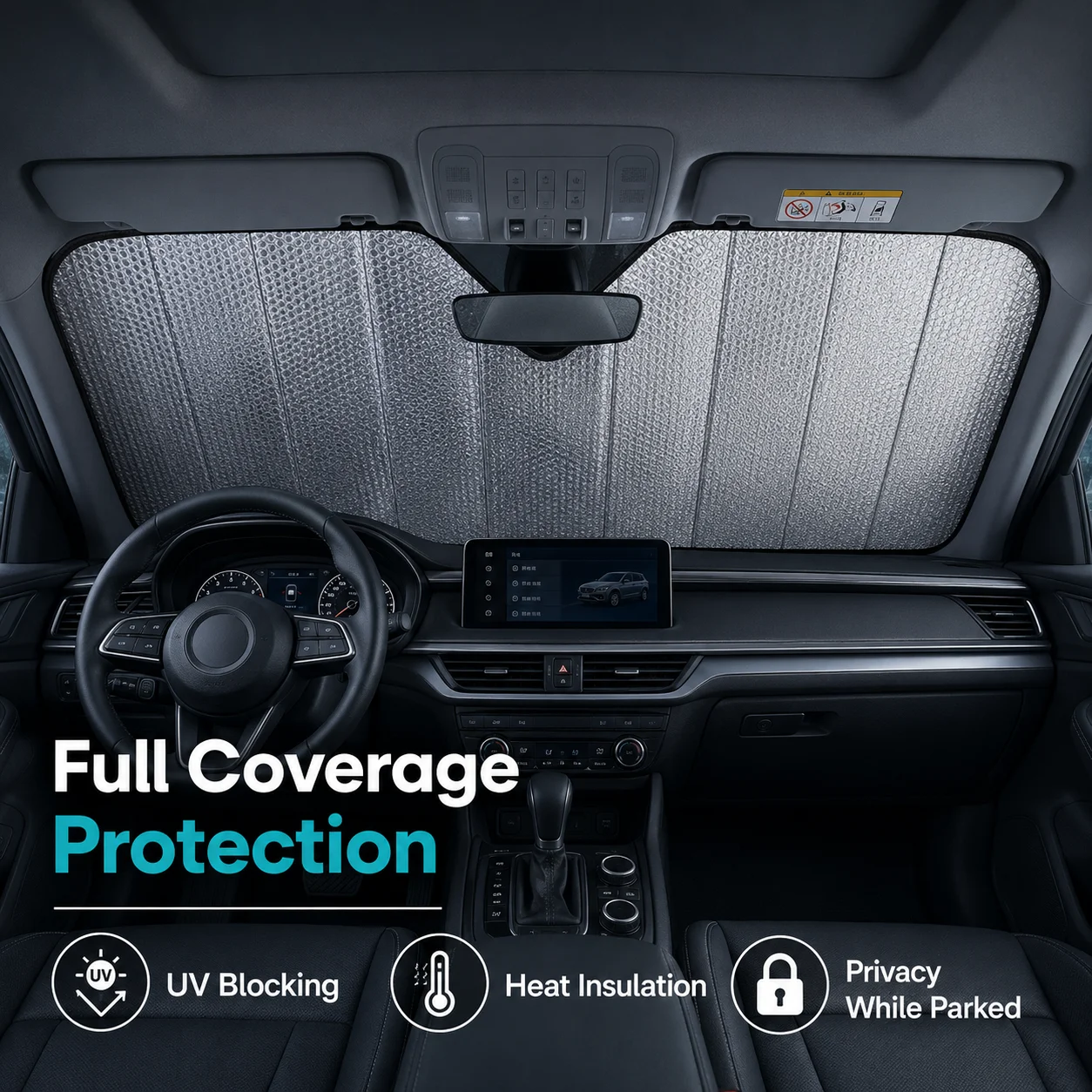 Pare-soleil pour pare-brise de voiture, pare-soleil réfléchissant laser bloquant la chaleur, protection UV pour SUV, berline, camion