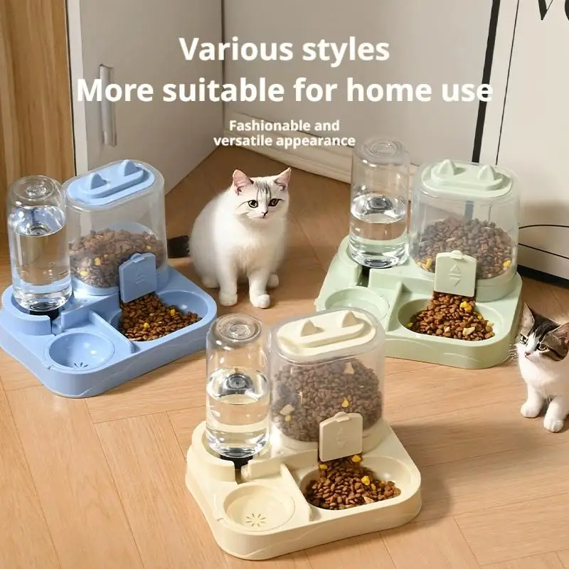 Distributeur automatique de nourriture et d'eau pour chat, 4 couleurs, tout-en-un, distributeur de nourriture et d'eau pour animaux de compagnie, grande capacité, distributeur de stockage de nourriture, fournitures pour animaux de compagnie