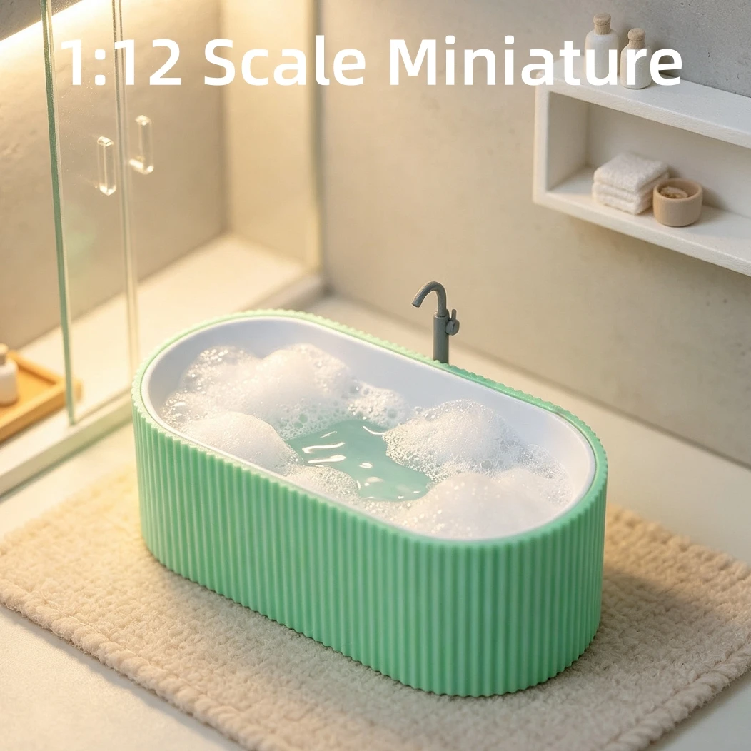 Mobilier pour maison de poupée, baignoire miniature à l’échelle 1:12, mobilier de salle de bain miniature, baignoire autoportante, idéale pour la salle de bain d’une maison de poupée, les chambres et autres décorations intérieures. Design moderne et...