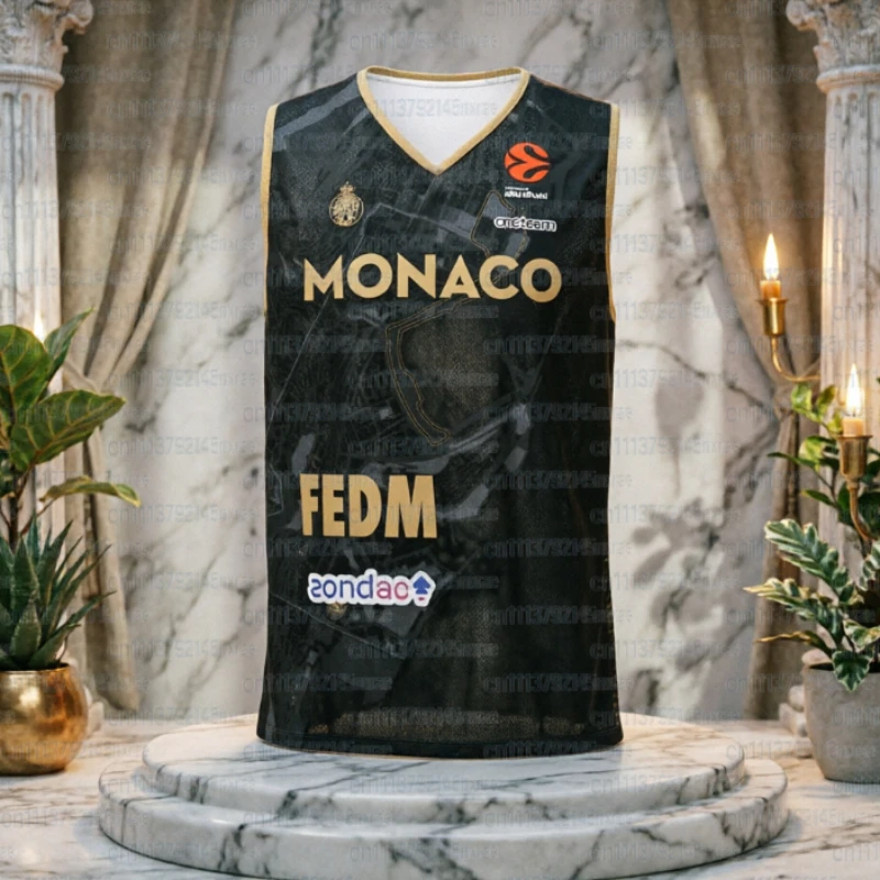 Maillot de basket AS Monaco imprimé en 3D 2026, Gilet de sport de basket, Tenue d'entraînement de basket, Maillot domicile exclusif pour les fans