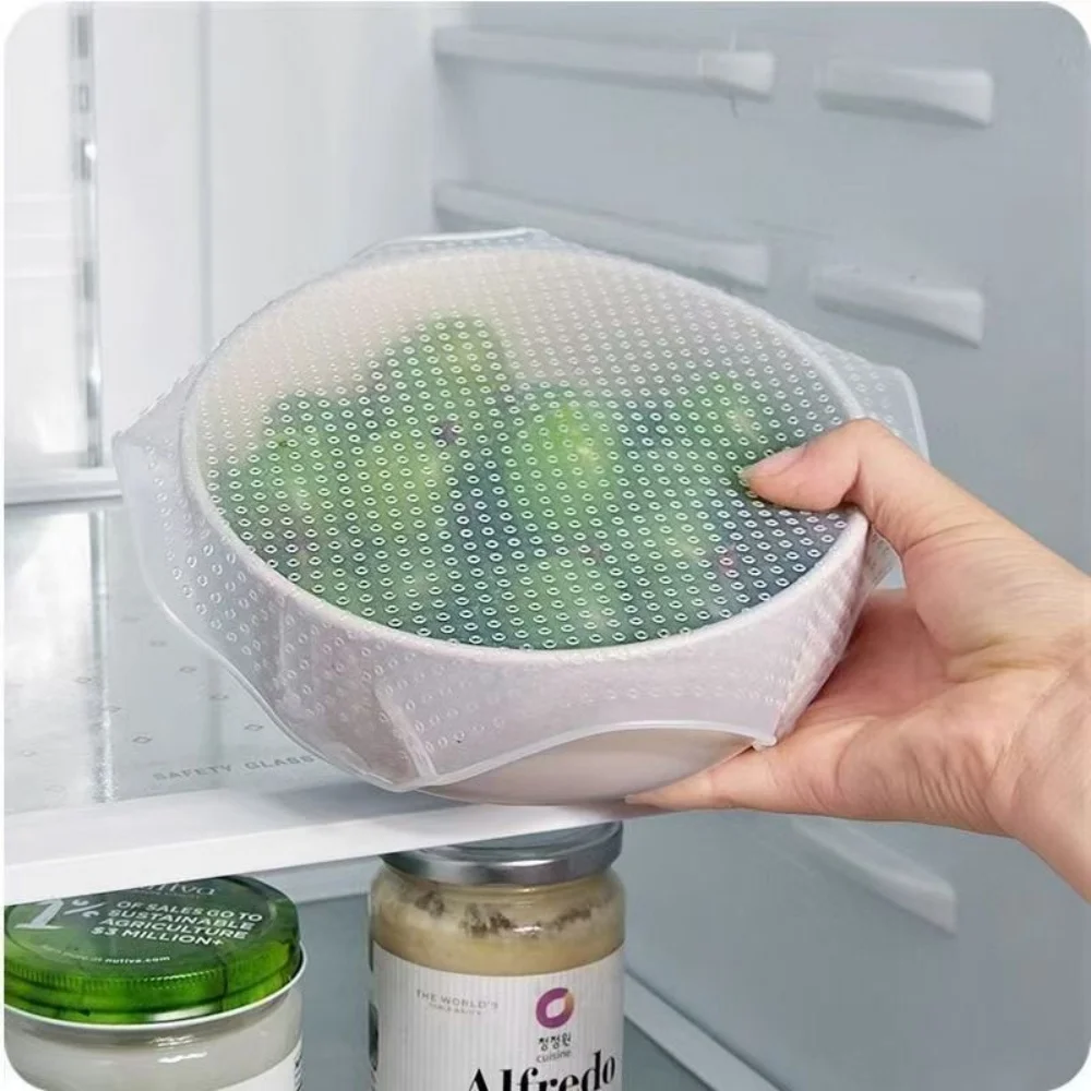 Couvercles de conservation des aliments frais en Silicone, 4 pièces/ensemble, couvercles de fraîcheur des aliments, couvercles de bol multifonctionnels, conservation des aliments réutilisables