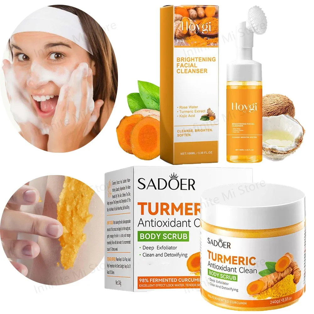 Nettoyant pour le visage au curcuma, gommage pour le visage, contrôle de l