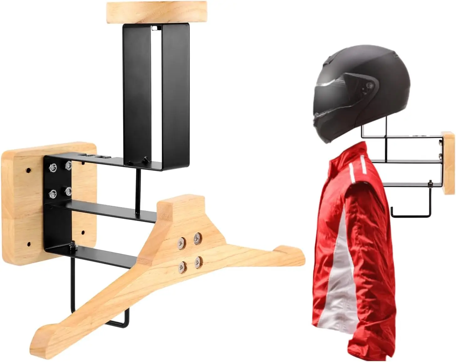Support mural en bois pour casque de moto, support de rangement portable, crochet d