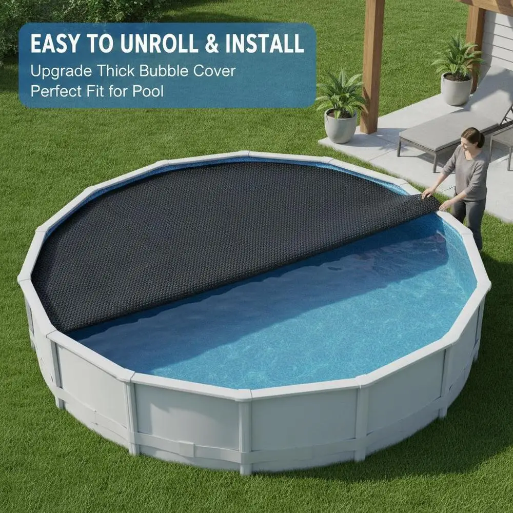 Couverture de piscine solaire, couverture de piscine flottante, couverture anti-evaporation pour piscine, couverture de piscine noire 450x220 cm, couverture thermique en PE pour piscine, couverture de piscine extérieure