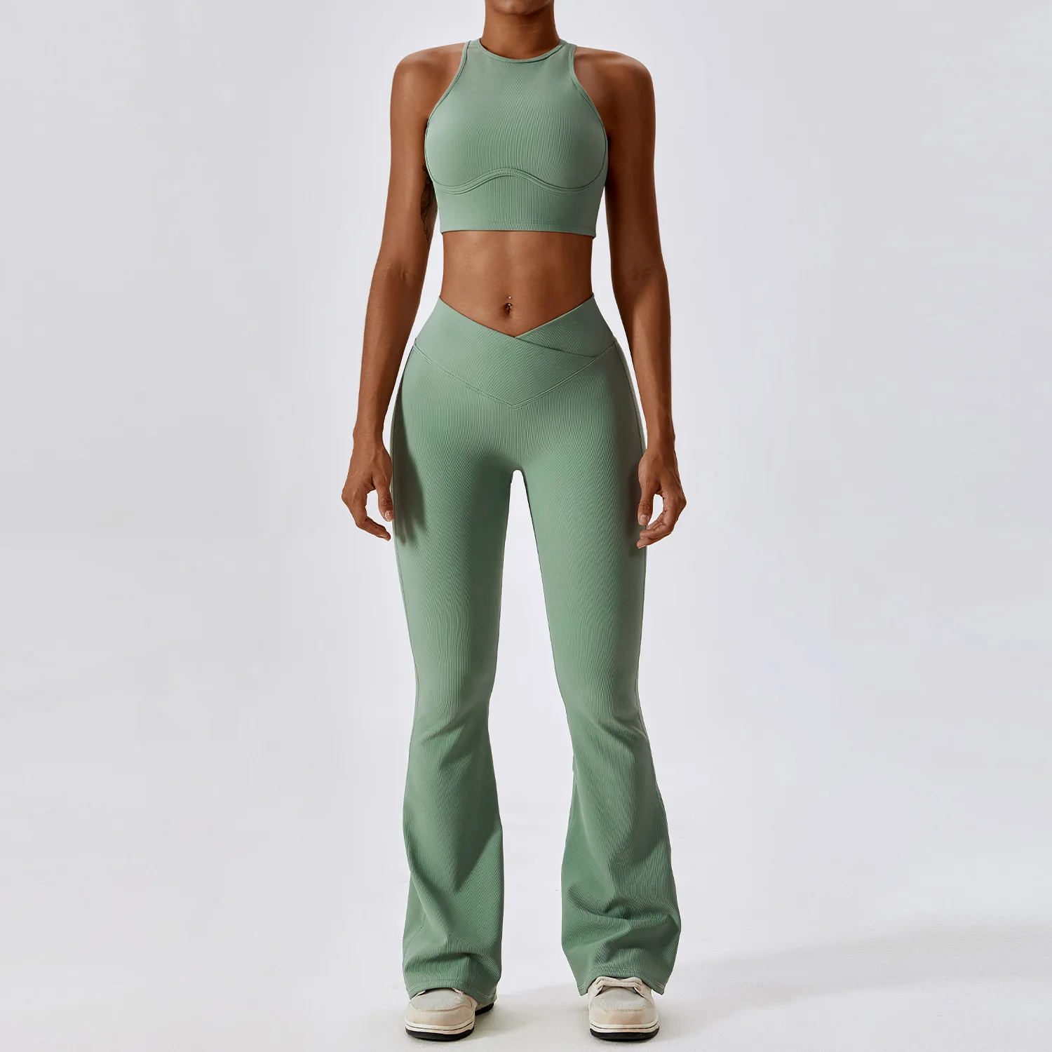 2 pièces ensemble de Yoga sans couture vêtements de sport vêtements de sport costumes de Yoga pour femmes Fitness côtes survêtements soutien-gorge de sport Leggings de gymnastique costumes de sport