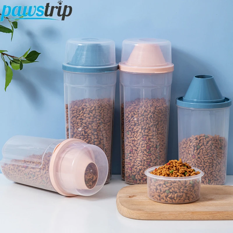 Conteneur de stockage des aliments pour chiens de 1000ml/1500ml, pot scellé Transparent pour aliments pour animaux de compagnie avec échelle, distributeur de stockage des aliments pour animaux de compagnie, accessoires pour chiens