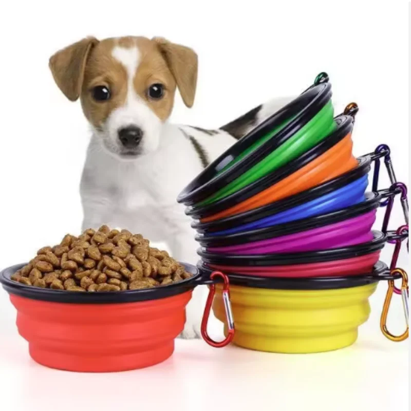 Bol portable pour aliments pour animaux de compagnie, bol durable en TPR, bol pliable en silicone pour aliments pour chats et chiens, bol portable pour eau et nourriture pour voyage et extérieur