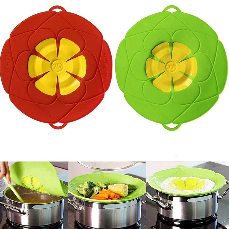 Couvercle en Silicone, bouchon anti-déversement, couvercle de casserole, accessoires de cuisine, ustensiles de cuisine en forme de fleur, outils de cuisine, Gadgets de cuisine