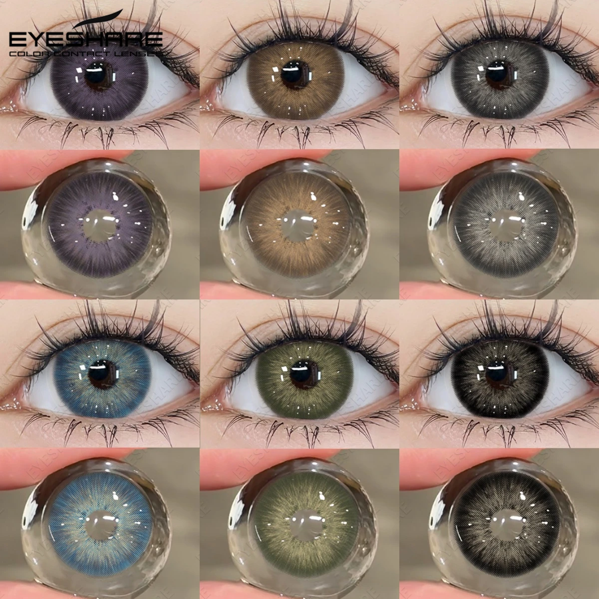 EYESHARE 1 paire de lentilles de contact marron naturel, lentilles de contact bleues, lentilles de contact grises de haute qualité, lentilles de contact annuelles colorées pour pupilles vertes