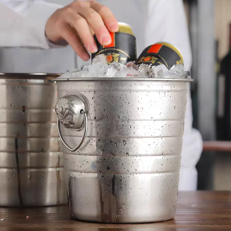 Seau à glace en acier inoxydable 1L-7L vin Champagne refroidisseur de vin refroidisseur de bouteille de vin refroidisseur de bière de Champagne baril de glace
