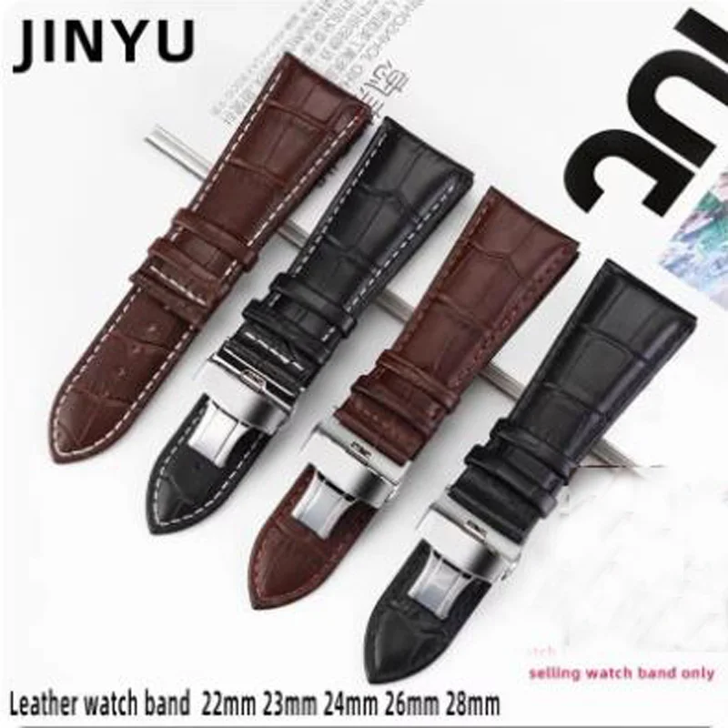 23 24 26 28 mm große Breite schwarz braun Alligator echtes Leder/Ther-Uhrenarmband für Diesel Armani-Uhr Herren-Schmetterlingsschnalle