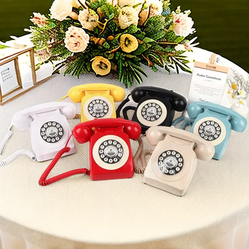 European Classical Audio Message Book Wedding Audio Blessing Book Vintage Telephone Wedding Party Birthday Party Guestbook Phone