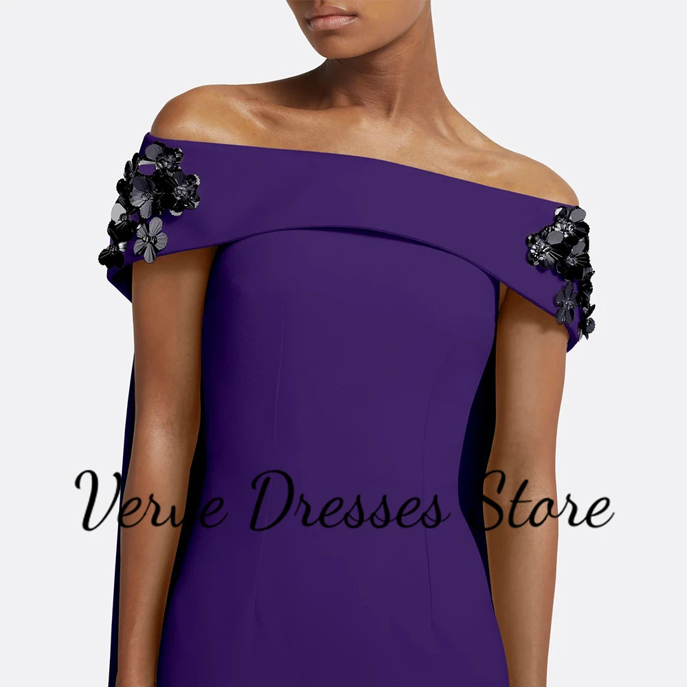 Exquisite Party Dresses for Ladies Sheath Jersey Purple Special Occasion Dresses Off-the-shoulder Applique Prom Dress 2026