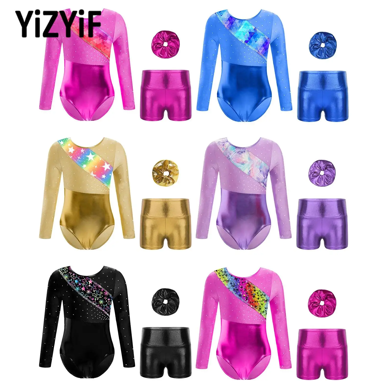 Tenue de danse de ballet pour filles, justaucorps de gymnastique dangthmique, short et bandeau pour cheveux, patinage artistique pour adolescents, combinaisons de corps acrobatiques pour enfants,