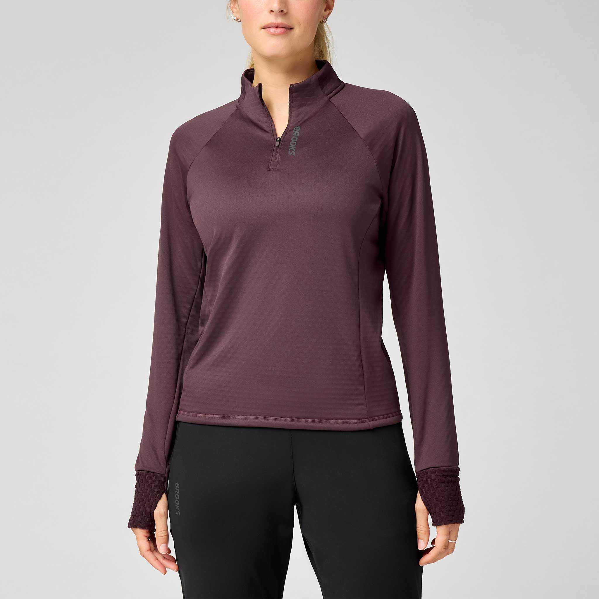 Brooks Momentum Thermal 1/4 Zip Women's Running Apparel Cocoa