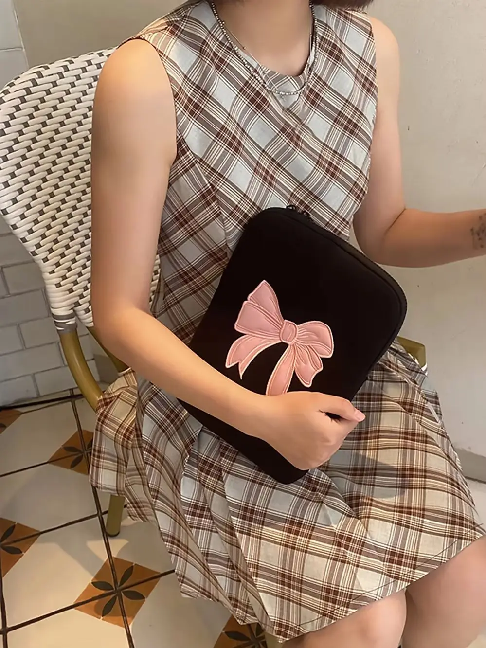 Housse pour ordinateur portable, étui mignon pour ordinateur portable 10-11/13-14/15-15.6 pouces, sac pour ordinateur portable, housse pour ordinateur portable avec nœud, sac de rangement