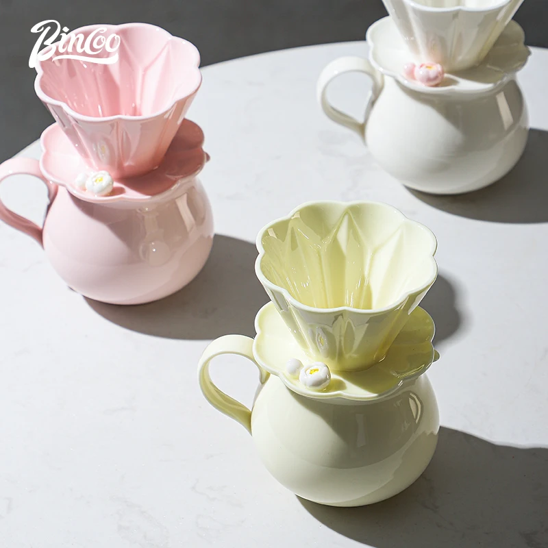 Bincoo-Théière à verser à la main en céramique avec ensemble de tasses à filtre goutteur, cafetière, accessoires expresso, outil Barista